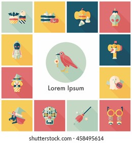 Happy halloween party icons set