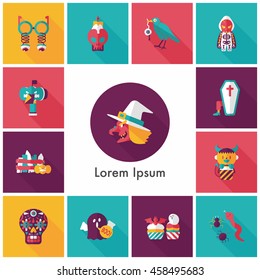 Happy halloween party icons set