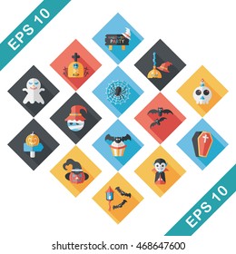 Happy halloween party icons set