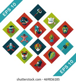 Happy halloween party icons set