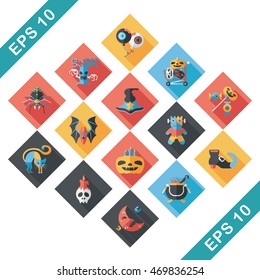 Happy halloween party icons set