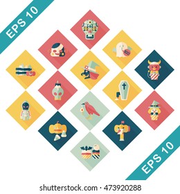 Happy halloween party icons set