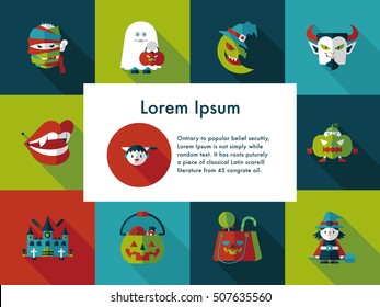 Happy halloween party icons set