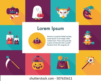 Happy halloween party icons set