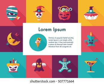 Happy halloween party icons set