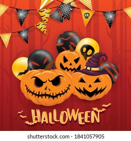 Happy Halloween or party invitation background with night clouds and balloon