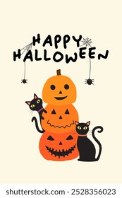 Happy Halloween. Happy halloween party invitation card vector. Happy Halloween party posters or flyers. Halloween Trick or Treat social media post vector illustration. Spooky. 