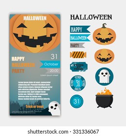 Happy Halloween party invitation with icons.