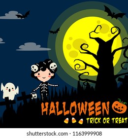 Happy Halloween party invitation poster or card illustration design vector