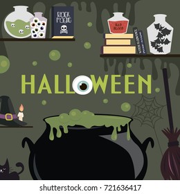 Happy Halloween party invitation. Vector illustration