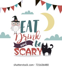 Happy Halloween party invitation. Vector illustration