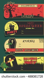 Happy Halloween Party Invitations Banners Set