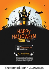 Happy halloween party Invite background - Vector illustration