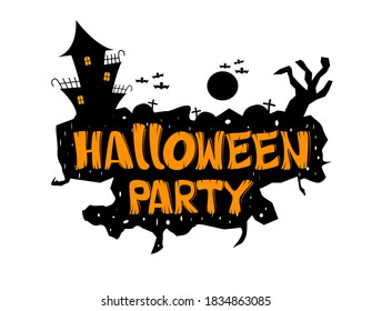 Happy halloween party logo holiday scary vector