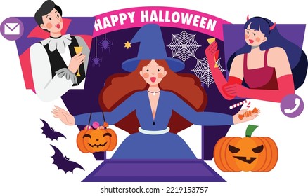 Happy halloween party online illustration