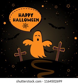 Happy Halloween Party poster. Flat vector illustration. 