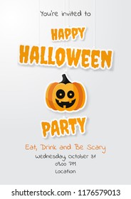 Happy Halloween Party Poster with flat icon. Vector illustration