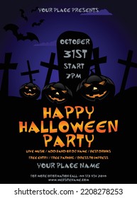 happy Halloween party poster  flyer or social media post design
