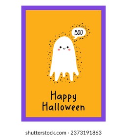 Happy Halloween party poster. Hand drawn placard. Art cover horror night. October 31 holiday evening. Vector illustration