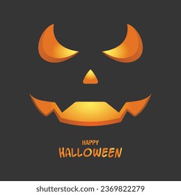 Happy Halloween party poster. Horror pumpkin face. Scary pumpkin social media poster design. Art cover horror night. October 31 holiday evening promotional artwork.