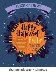 Happy Halloween party poster. Interesting vector illustration.