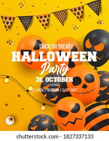 Happy Halloween Party Poster. Modern Trendy Poster or Invitation. Vector illustration