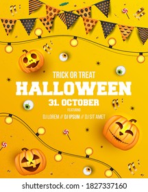 Happy Halloween Party Poster. Modern Trendy Poster or Invitation. Vector illustration