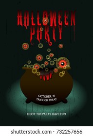 Happy Halloween party Poster with monster eye.