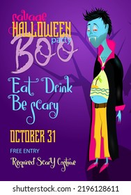 Happy Halloween Party poster with vampire.Halloween party invitation. Vector illustration. Brochure background