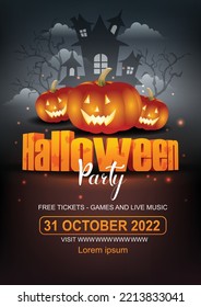 happy Halloween party poster. vector illustration design