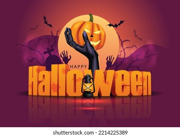 happy Halloween party poster. vector illustration design