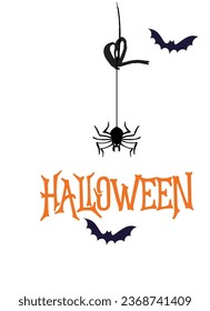 Happy Halloween party poster. Vector illustration. spiders web and flying bat. Place for text. Brochure background
