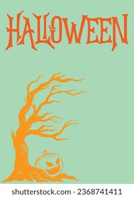 Happy Halloween party poster. Vector illustration. spiders web and flying bat. Place for text. Brochure background