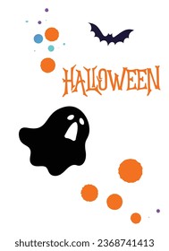 Happy Halloween party poster. Vector illustration. spiders web and flying bat. Place for text. Brochure background