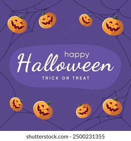 Happy Halloween party poster vector illustration. Halloween social media post. Brochure halloween minimal theme poster letter banner, halloween invitation card