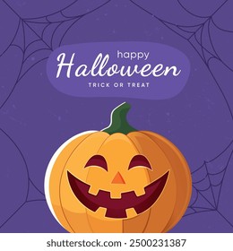 Happy Halloween party poster vector illustration. Halloween social media post. Brochure halloween minimal theme poster letter banner, halloween invitation card