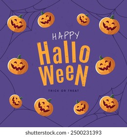 Happy Halloween party poster vector illustration. Halloween social media post. Brochure halloween minimal theme poster letter banner, halloween invitation card