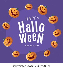 Happy Halloween party poster vector illustration. Halloween social media post. Brochure halloween minimal theme poster letter banner, halloween invitation card