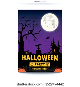 Happy Halloween party poster,flyer with Pumpkin ghost