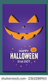 Happy Halloween party posters or brochure background in paper cut style.