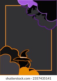 Happy Halloween party posters with halloween icon and night clouds. Image in vector format. a flying bat, candies, witch cat, witch's hat. The text area. background for letter and poster.