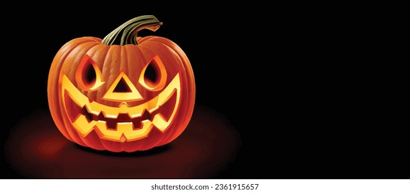 Happy Halloween party posters set with night clouds and pumpkins. Vector illustration. Full moon, witch cauldron, spiders web and flying bat. Place for text. Brochure background