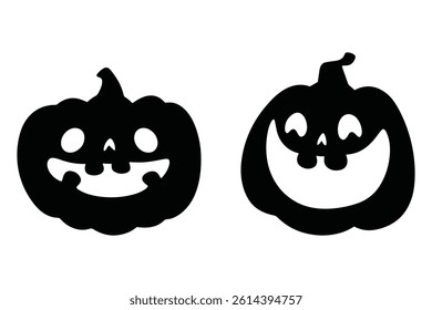 Happy Halloween Party with Pumpkin Face Silhouettes