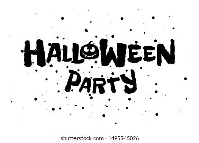 Happy Halloween Party scary holiday text banner with Jack O Lantern spooky pumpkin. Vector greeting card lettering design template invitation illustration