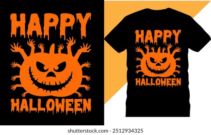 Happy Halloween Party T Shirt design, printable t shirt, High quality tshirt design, Halloween t shirt, Original Vector illustration for t-shirt design, Best Halloween t shirts, Creative design,pumkin