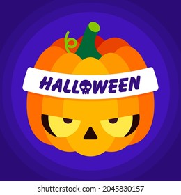 Happy halloween party template design background decorative with cute pumpkin character flat design style, vector illustration