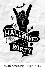 Happy Halloween  Party ,Text Banner, Vector