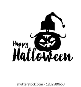 Happy halloween party title logo template. Spider and web