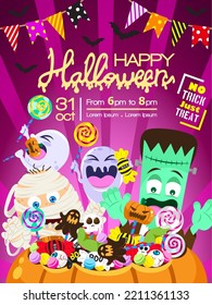 happy halloween party trick or treat poster invitation