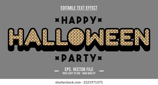 Efecto de texto editable de tipografía de fiesta de Halloween feliz